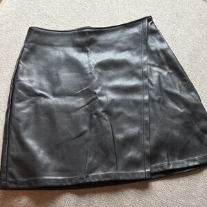 Hollister Black Faux Leather Skirt with a Flap